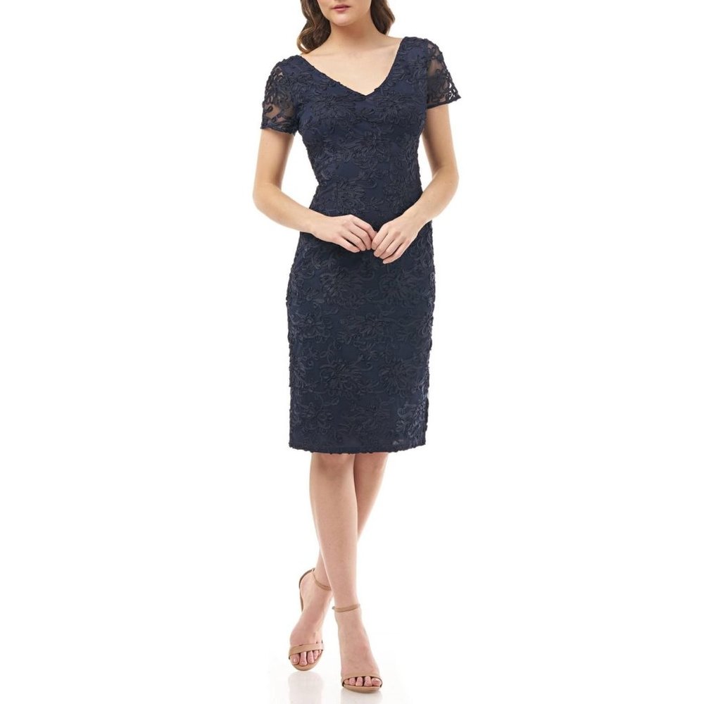 NEW JS Collections Soutache Cocktail Dress Navy 8